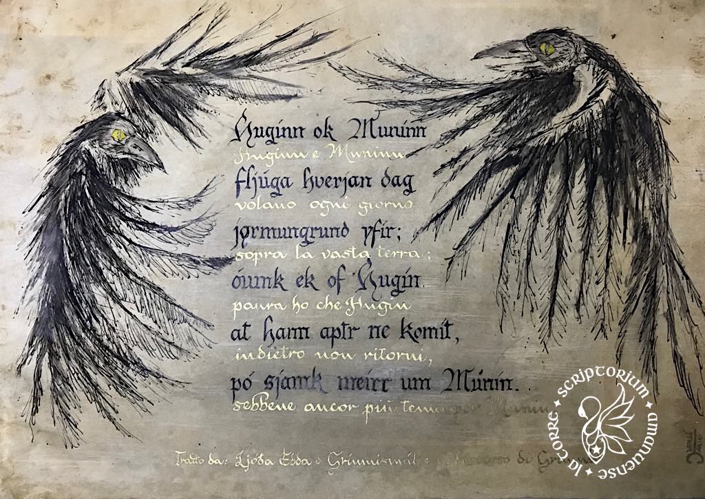 Huginn e Muninn dall'Edda Grimnismàl